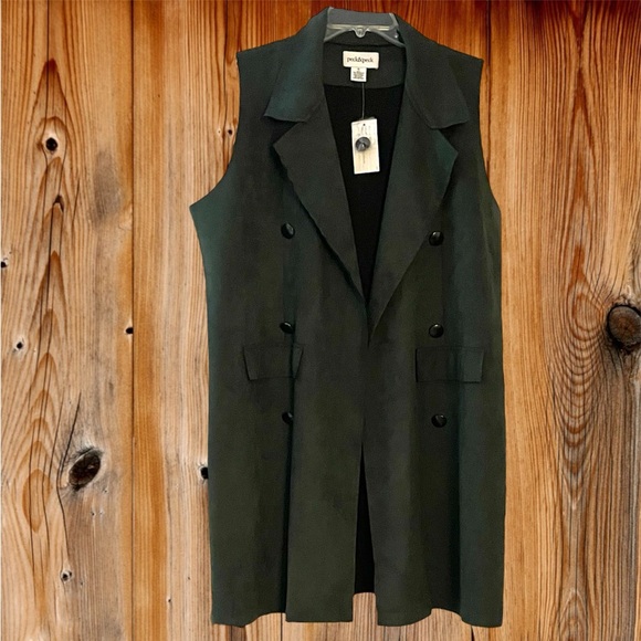 Gorgeous Long Cover Up Green Vest Suede Cloth Jacket - Picture 2 of 16